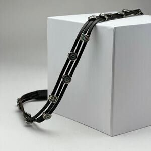 Leather and faux silver‎ and turquoise belt